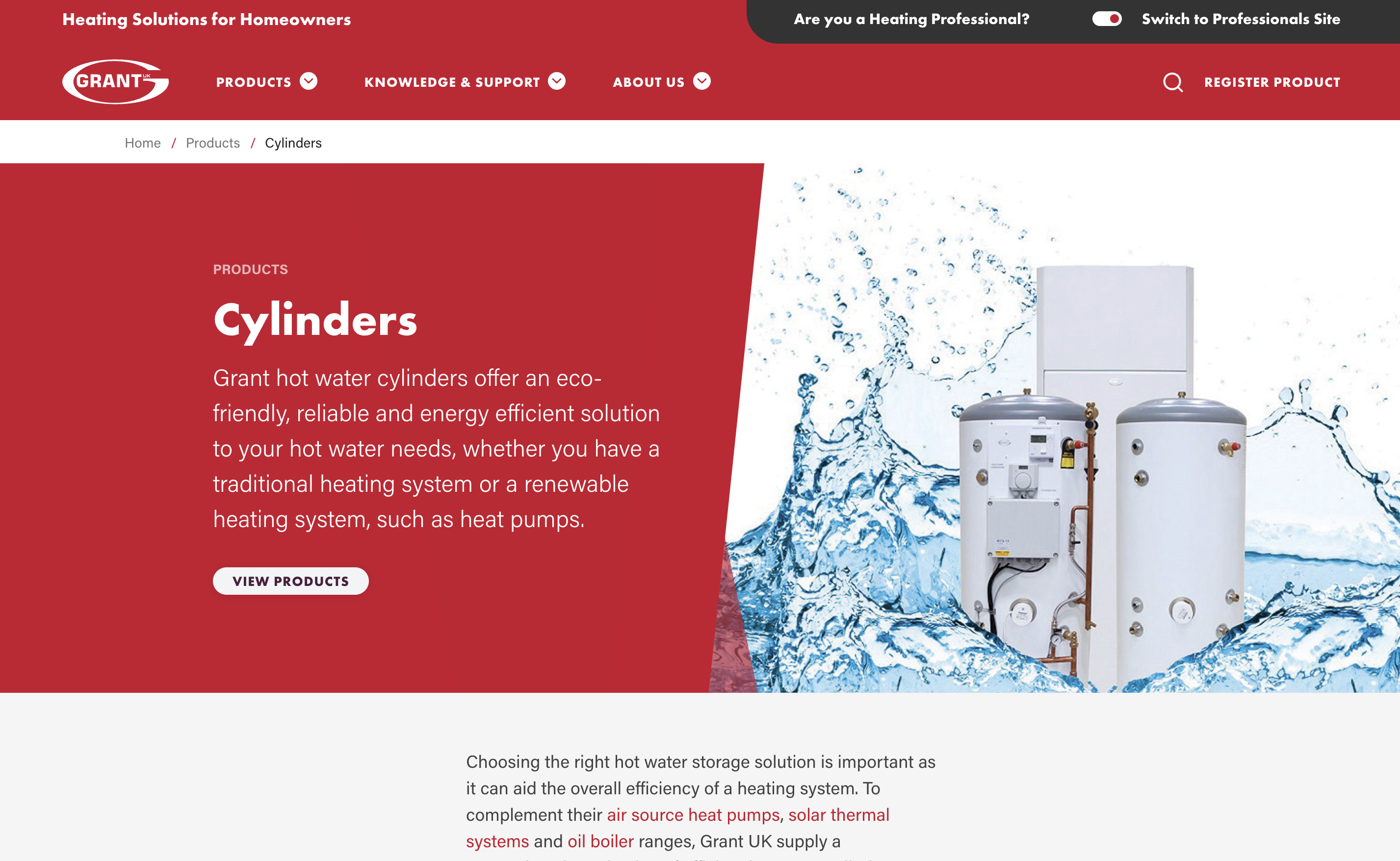 Grant heat pump cylinders - click to visit official website