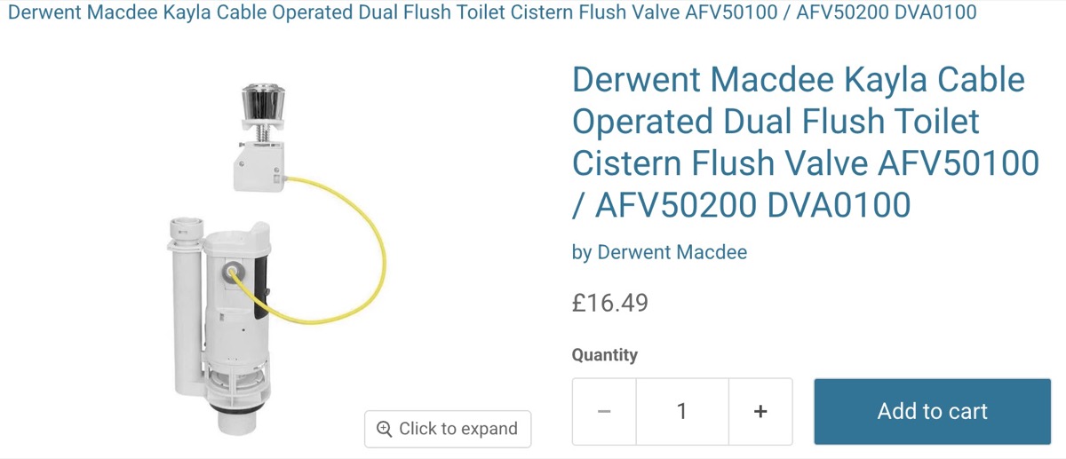 Macdee Kayla cable operated dual flush valve