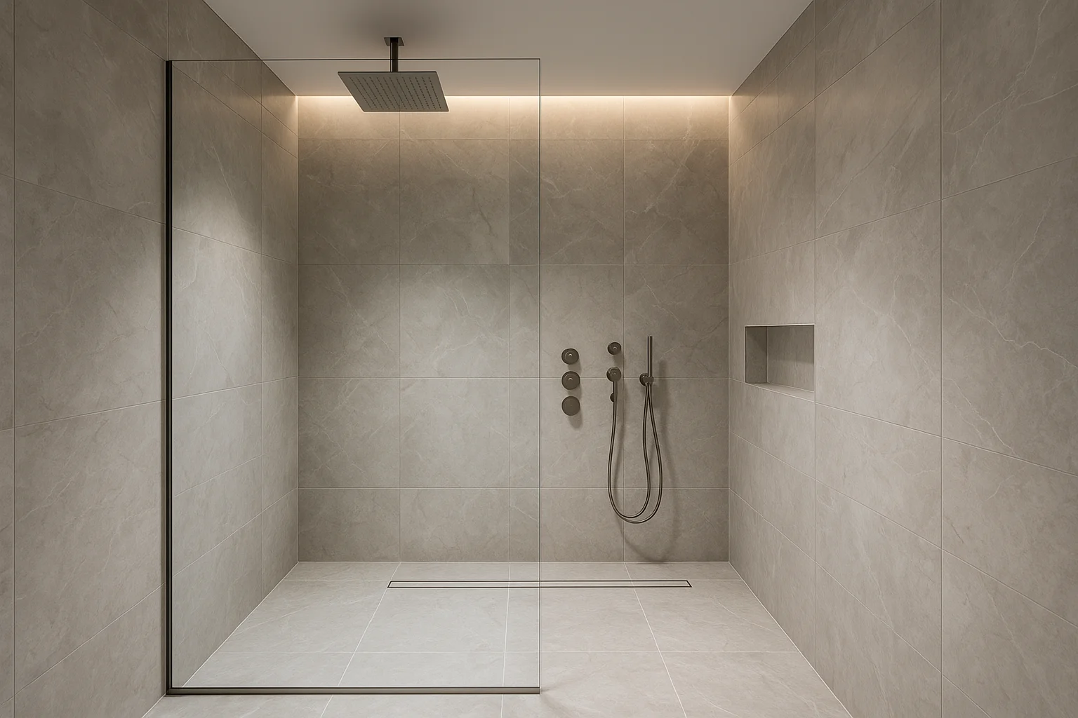 Luxury rainfall wetroom shower installation by Rosebourne Plumbing
