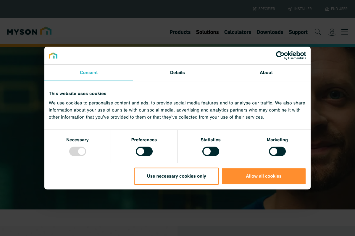 Myson website screenshot